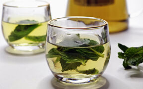 glasses full of mint tea