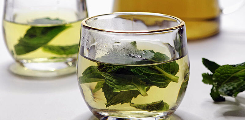 glasses full of mint tea
