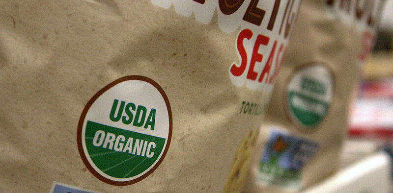 bag of chips with a USDA Organic label on it