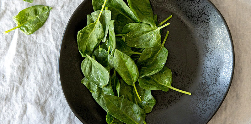 plate full of baby spinach leaves